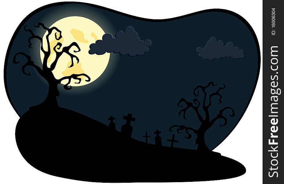 Night on Halloween. A illustration