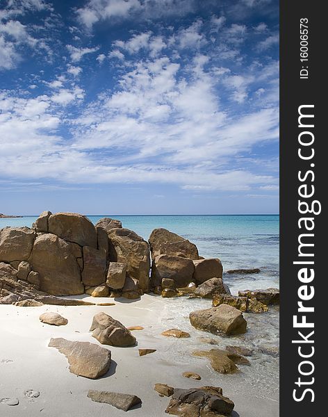 Bunker Bay, South Western Australia. Aqua ocean, blue sky, white sand. Bunker Bay, South Western Australia. Aqua ocean, blue sky, white sand.