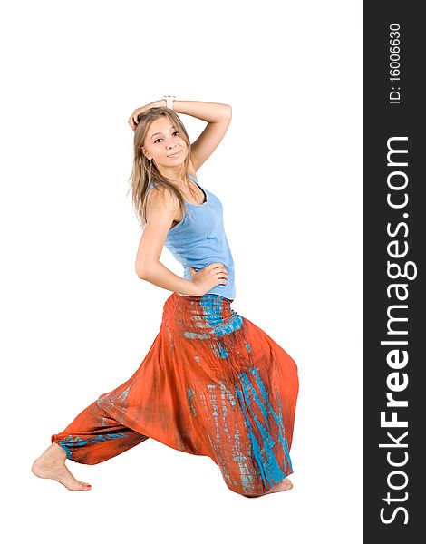 Girl in ethnic clothes studio shot