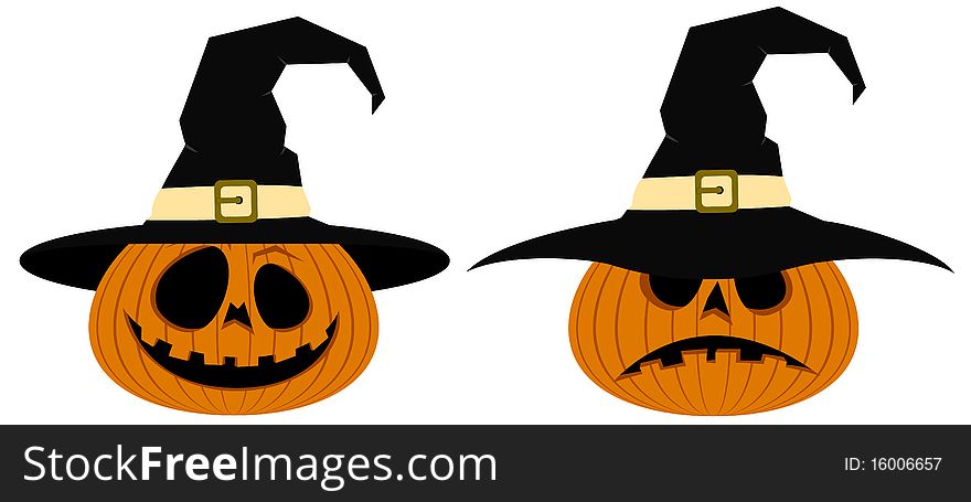 Pumpkins in a hat. A  illustration