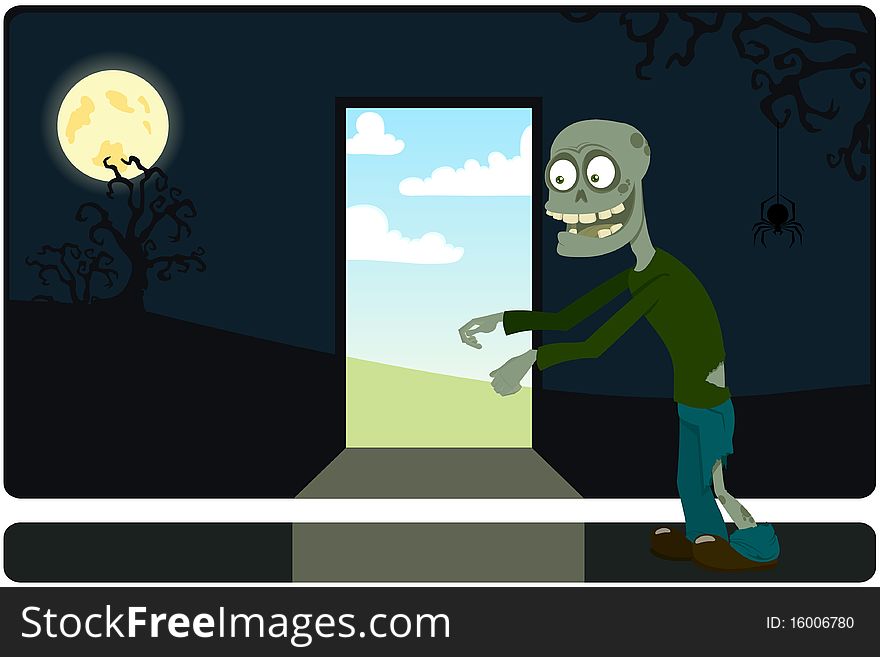 The amusing zombie. Vector illustration