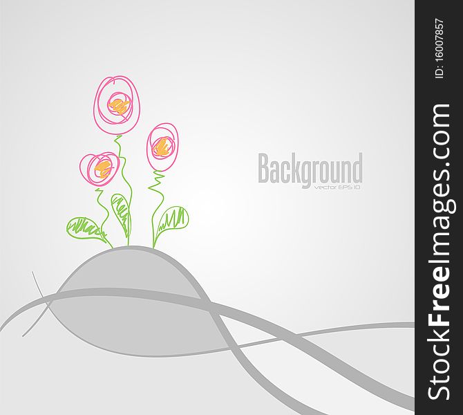 Abstract background with flowers, clip art illustration