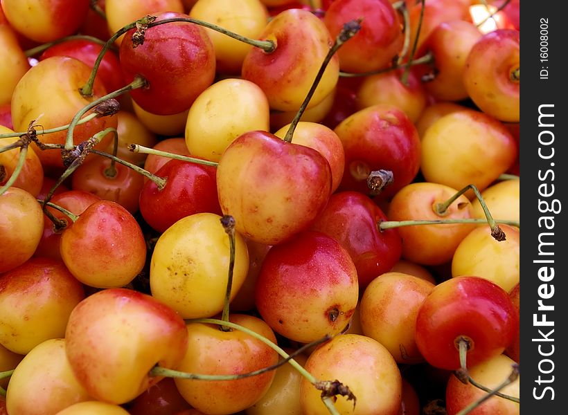 Cherries at a local organic farm stand. Cherries at a local organic farm stand