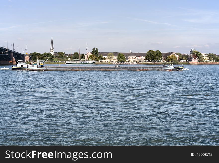 Barge At River Rhine