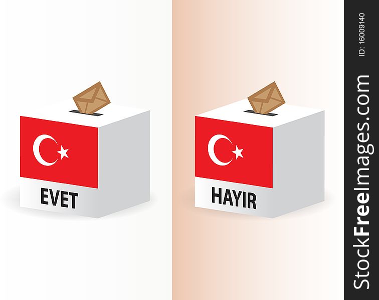 Yes or no vote poll ballot box for turkish referendum election