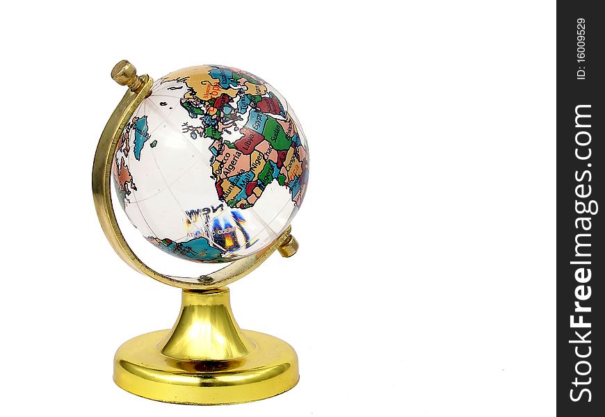 The globe a planet a white background isolated