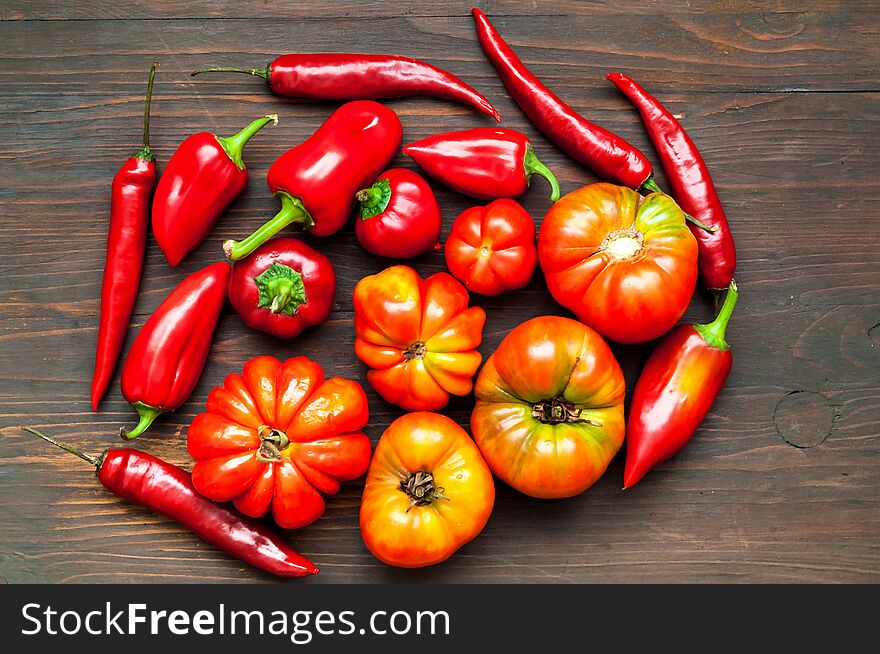 Assortment of organic vegetables on wooden background. The concept of healthy eating. Close-up, copy space