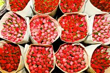 Roses Offered At The Flower Market Early Morning Stock Photos Roses Offered At The Flower Market Early Morning Stock Photos