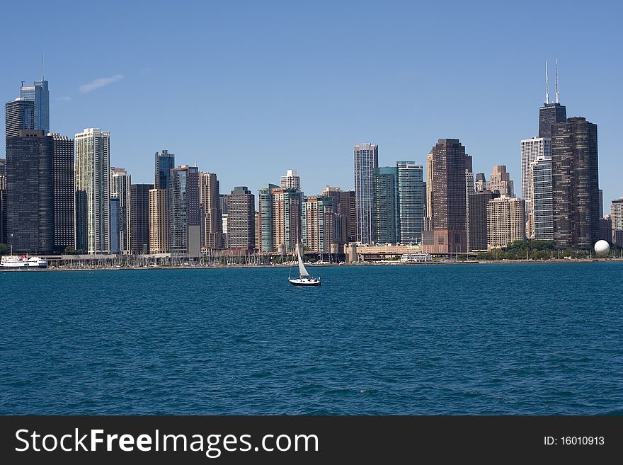 Chicago downtown view from lake michigan. Chicago downtown view from lake michigan