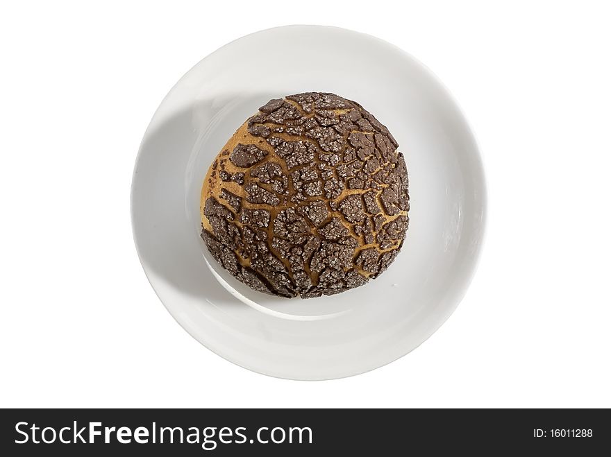 Isolated coffee flavor butter bun. Isolated coffee flavor butter bun