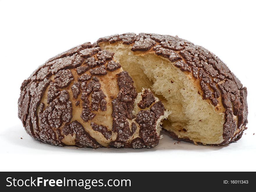 Isolated coffee flavor butter bun. Isolated coffee flavor butter bun