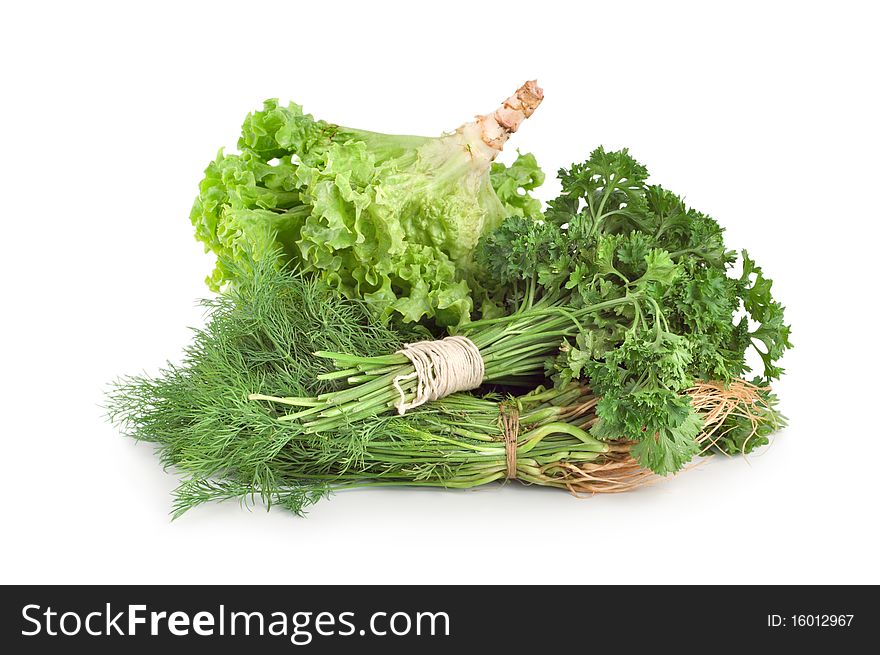 Parsley and other green isolated on white background