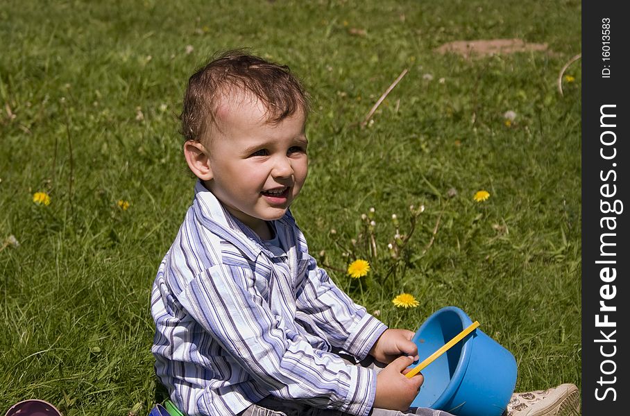 Boy playing in park