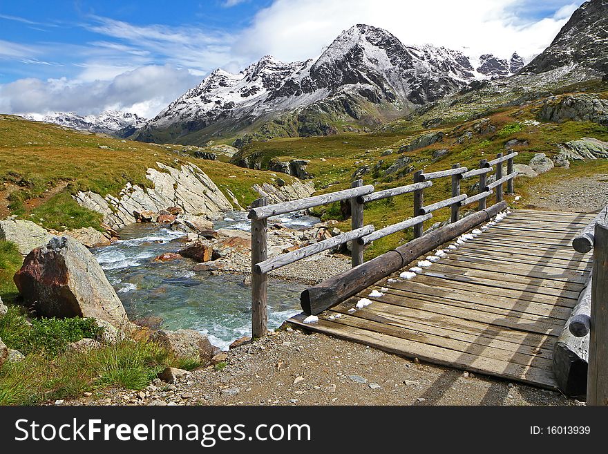 Gavia Torrent at Gavia Pass, Brixia province, Lombardy region, Italy. 2651 meters on the sea-level