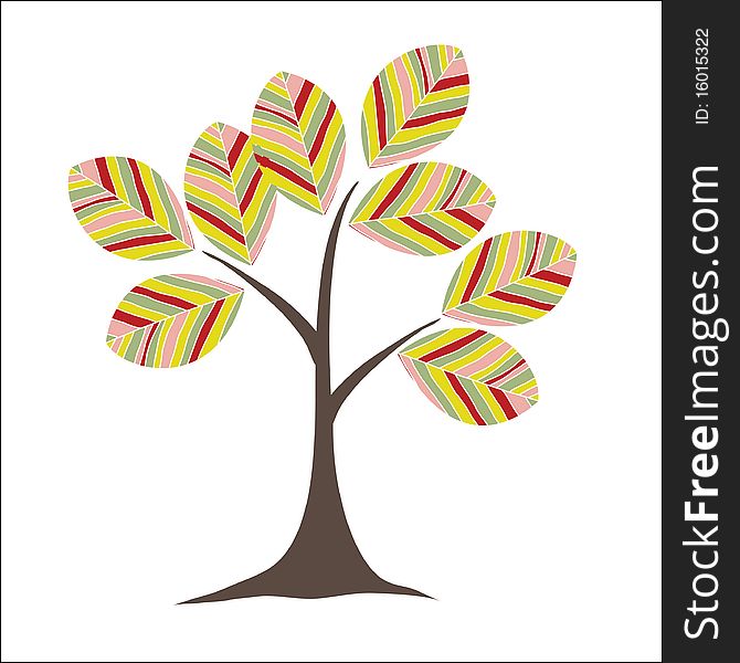 Retro colorful tree . vector illustration