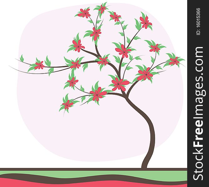 Retro colorful tree . vector illustration