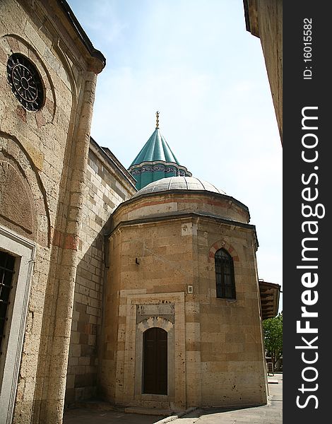 Mevlana museum mosque in Konya, Turkey. Mevlana museum mosque in Konya, Turkey