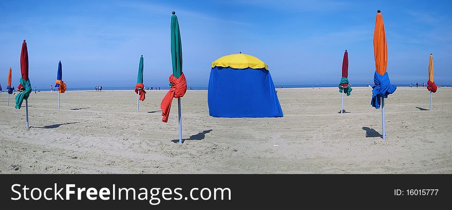 Umbrellas on the beach of Deauville in France (normandy). Umbrellas on the beach of Deauville in France (normandy)