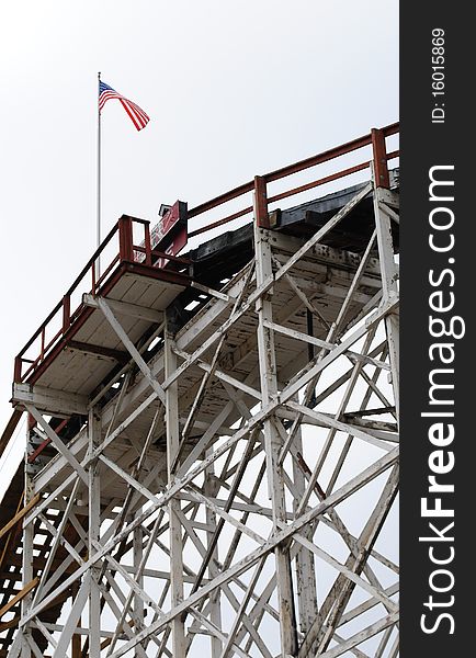 Old fashioned wooden roller coaster. Old fashioned wooden roller coaster.