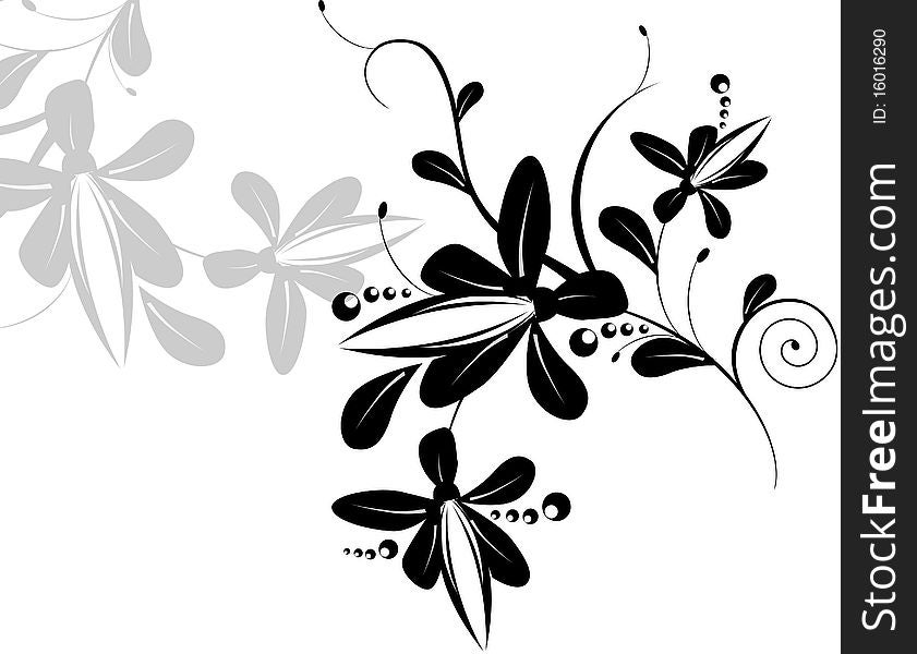 Abstract black floral illustration for your design. Abstract black floral illustration for your design
