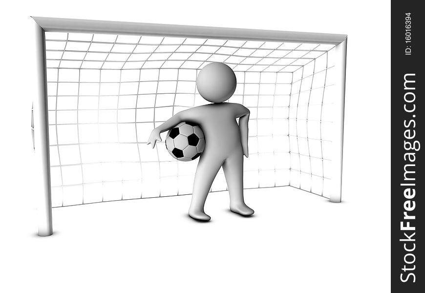 3d soccer player with gate