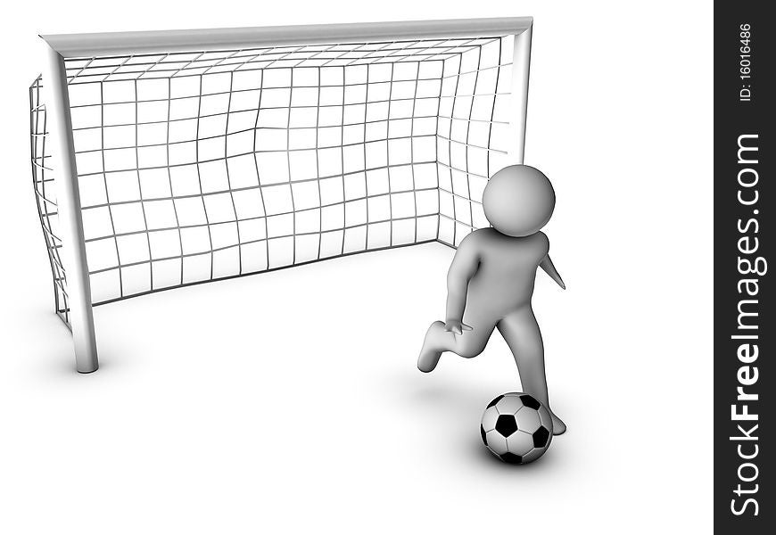 3d Soccer Player With Gate