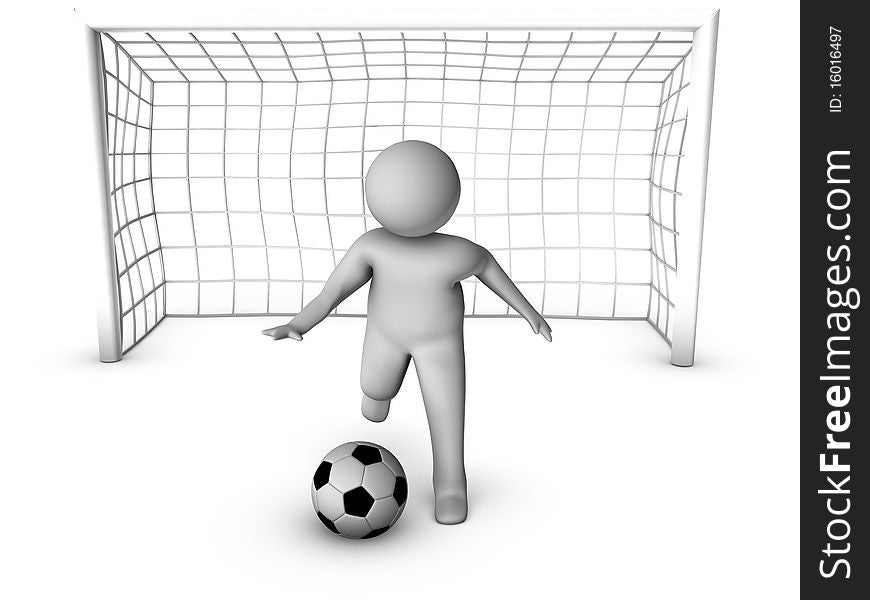 3d Soccer Player With Gate