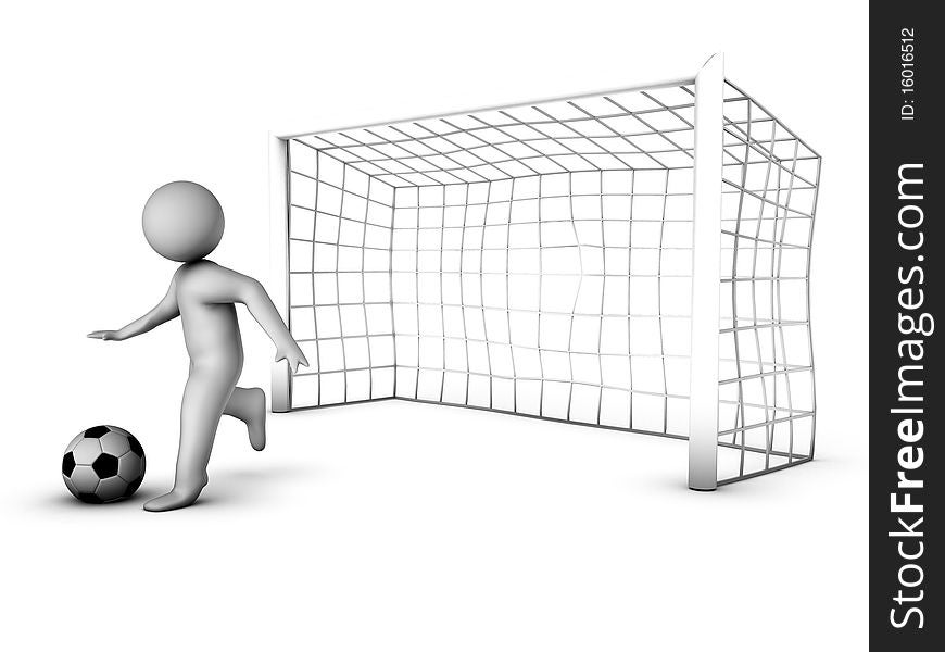 3d Soccer Player With Gate