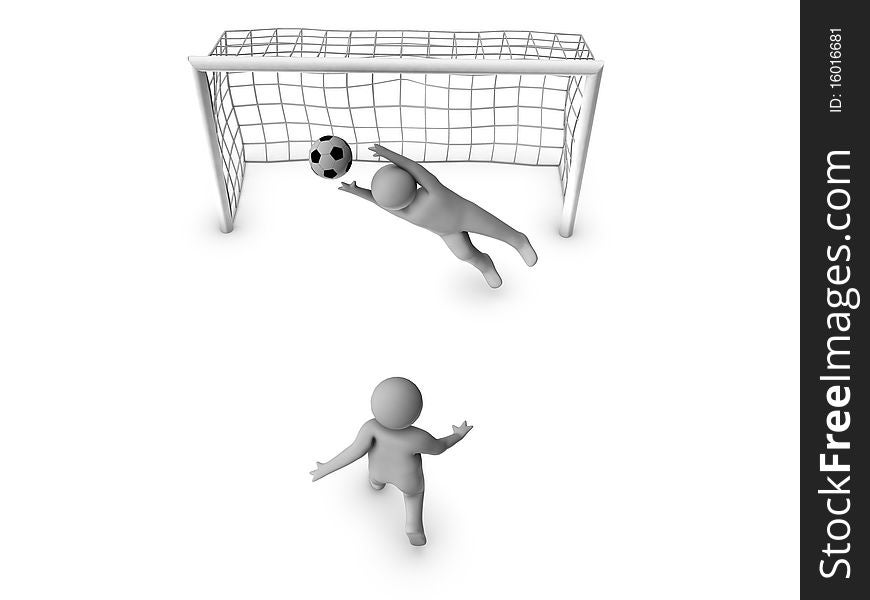 Two 3D Soccer Players And The Gate