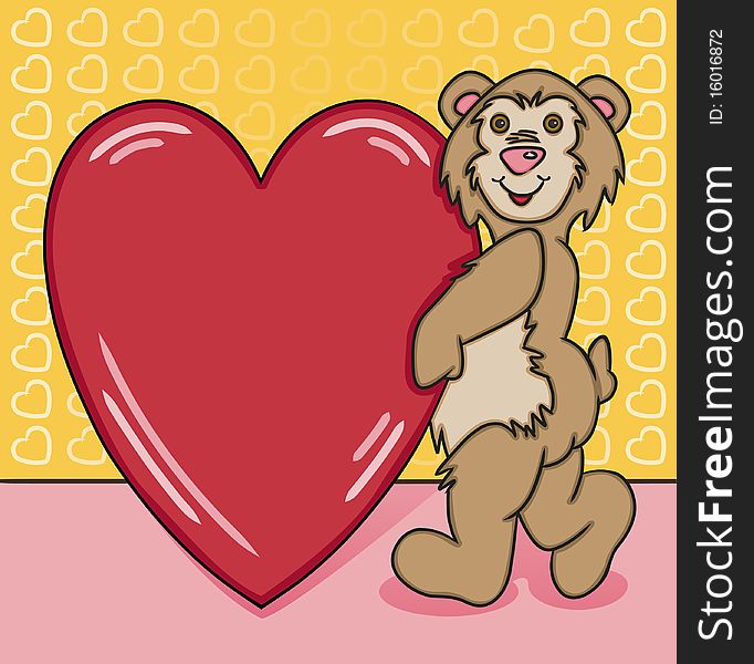 Vector art in Illustrator 8. A cute teddy bear holding a big heart waiting for your own “love” message. Outline, color and background on separate layers. Vector art in Illustrator 8. A cute teddy bear holding a big heart waiting for your own “love” message. Outline, color and background on separate layers.