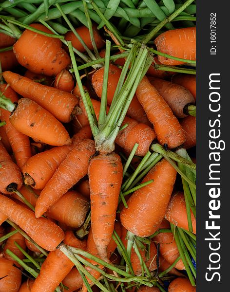 Fresh carrots on a market stall in the Philippines