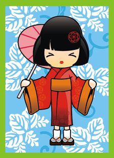 Japanese Girl In Red Kimono Vector Royalty Free Stock Photo Japanese Girl In Red Kimono Vector Royalty Free Stock Photo