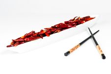 Chop Sticks And Some Chili Fruits Stock Photography Chop Sticks And Some Chili Fruits Stock Photography