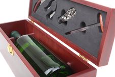 Bottle Of White Wine And Sommelier Set Royalty Free Stock Photos Bottle Of White Wine And Sommelier Set Royalty Free Stock Photos