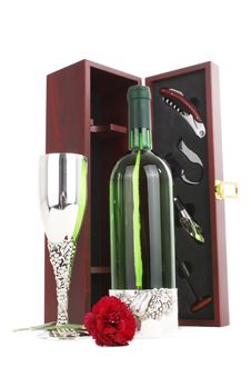 Bottle Of White Wine And Sommelier Set Stock Photography Bottle Of White Wine And Sommelier Set Stock Photography