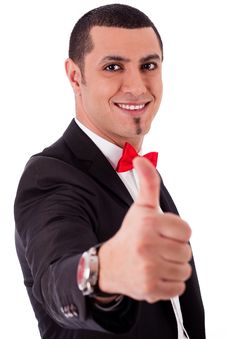 Business Man Showing His Success With Thumbs Up Stock Image