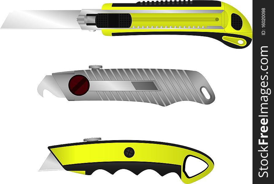 Set of cutter knifes. illustration