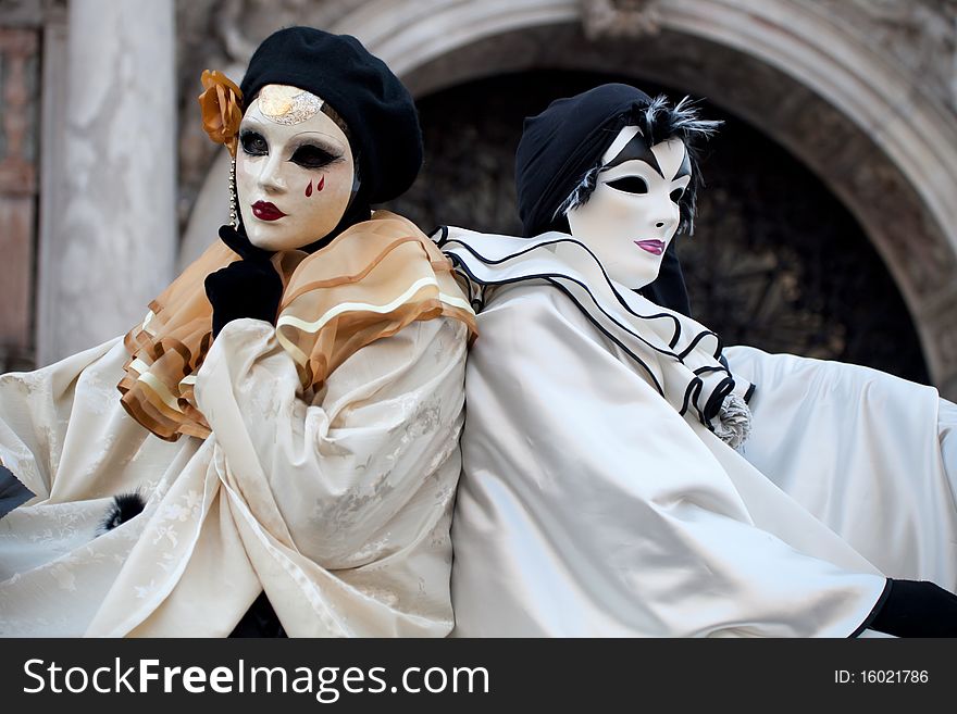 Couple in masks on carnival in Venice. Couple in masks on carnival in Venice