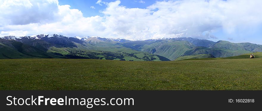 This panorama was made on 2 550 m. above the sea in Assy valley. This panorama was made on 2 550 m. above the sea in Assy valley