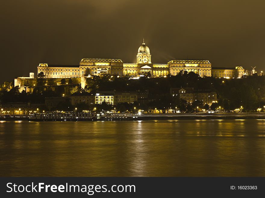 Buda Castle in Budapest by night. Buda Castle in Budapest by night.