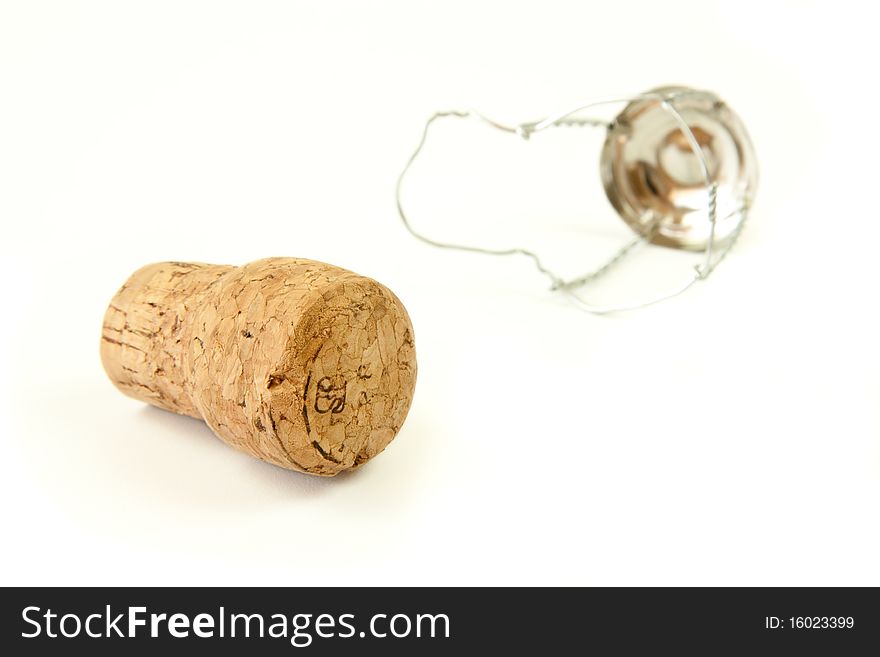 Champagne cork isolated on white background