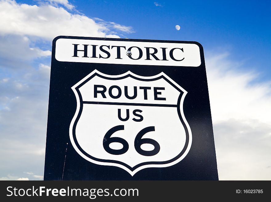 Panel of historic route 66 in arizona usa. Panel of historic route 66 in arizona usa