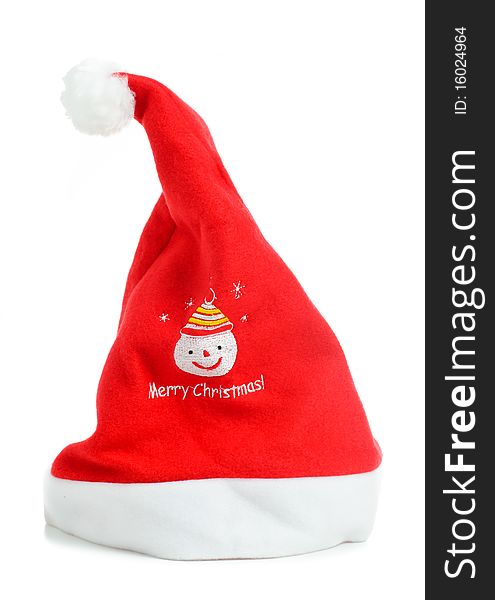 A Santa Claus hat with the text Merry Christmas on it