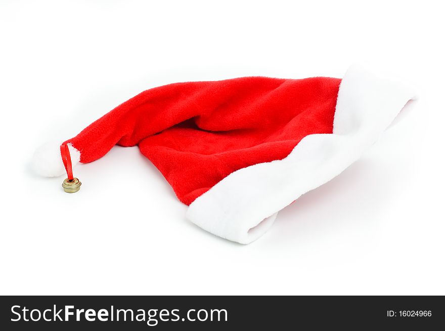 A Santa Claus hat on a white background