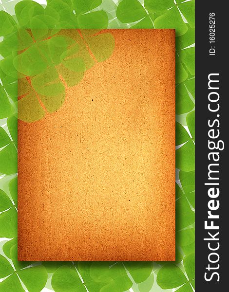 Old Paper Background With Green Leaves