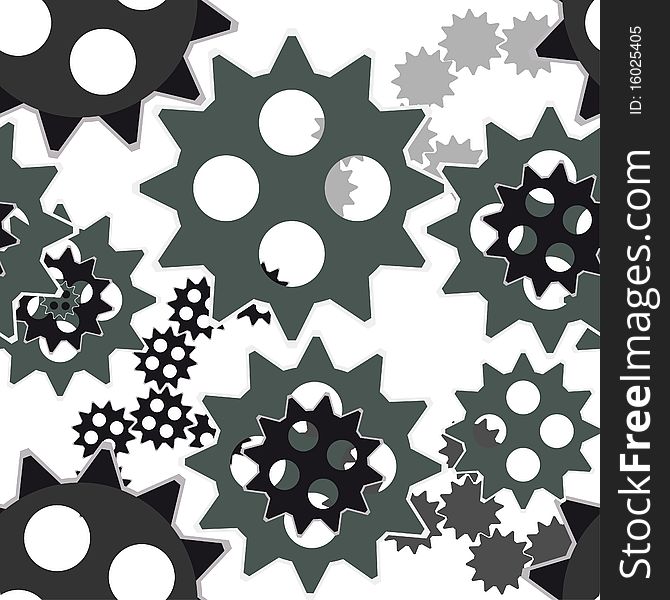 Vector series. Gears on black background