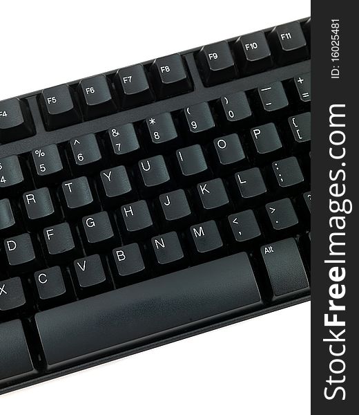 A computer keyboard isolated against a white background
