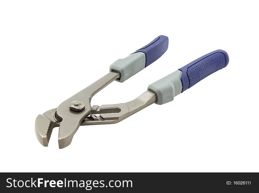 Used Pliers On White Background. Clipping Path Included.