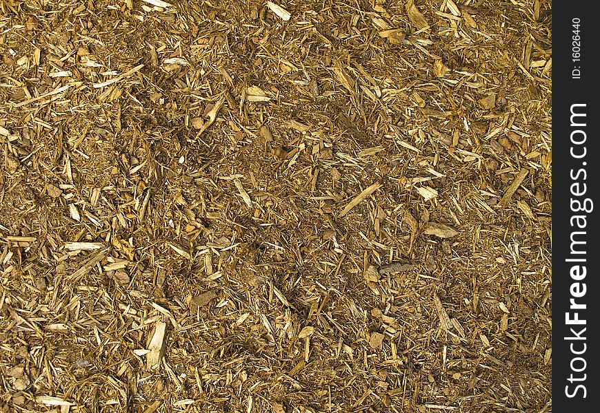 Mulch of wood chips used in landscaping. Mulch of wood chips used in landscaping