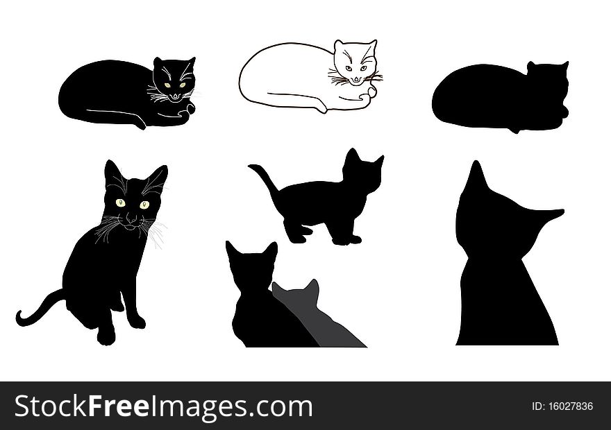 Cat silhouettes, element for your design. Cat silhouettes, element for your design